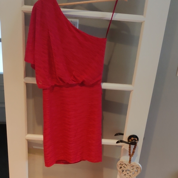 Elegant Red One-Shoulder Dress - Picture 3 of 6